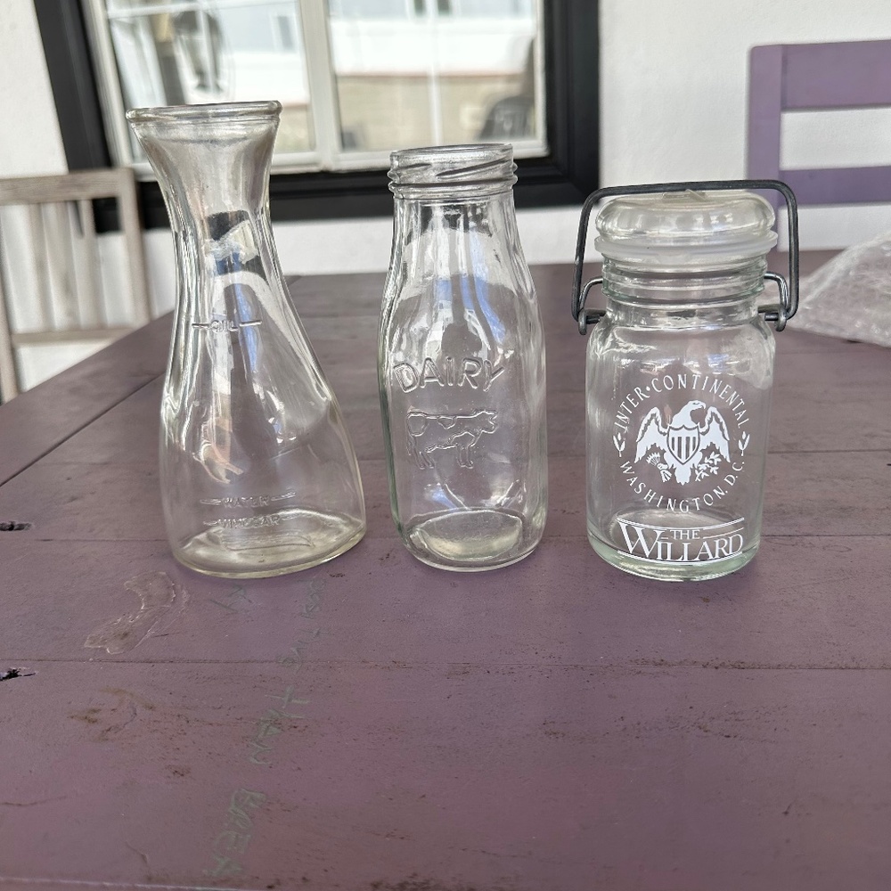 Vintage Small Oil Bottle, Milk Bottle, Jar